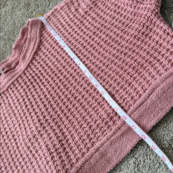 Free People Maybe Baby Pink Chunky Tie Back Bow Knit Oversized Sweater - Picture 6 of 10